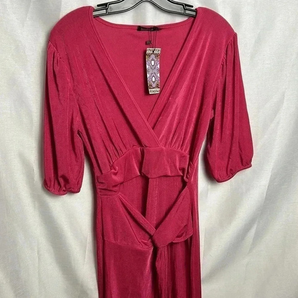 BOOHOO bodycon barbiecore dress! NWT wrap overlay,fuchsia,supplice,event,sexy - Picture 4 of 15